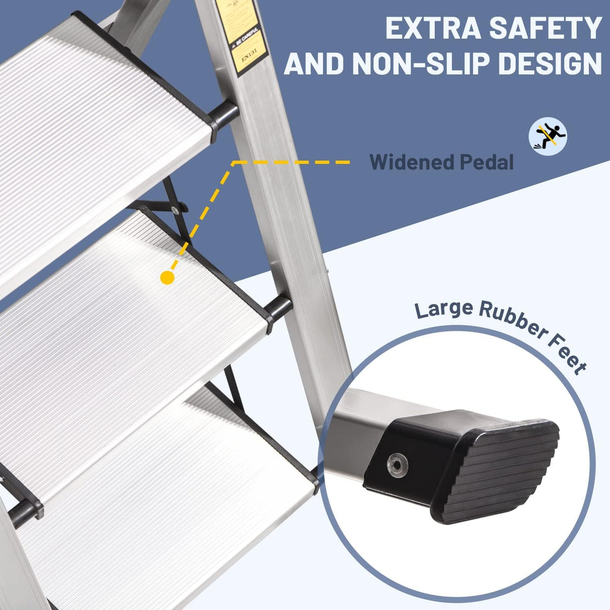 4 Step Ladder, Retractable Handgrip Folding Step Stool with Anti-Slip Wide Pedal, Aluminum Stool Ladders 4 Steps