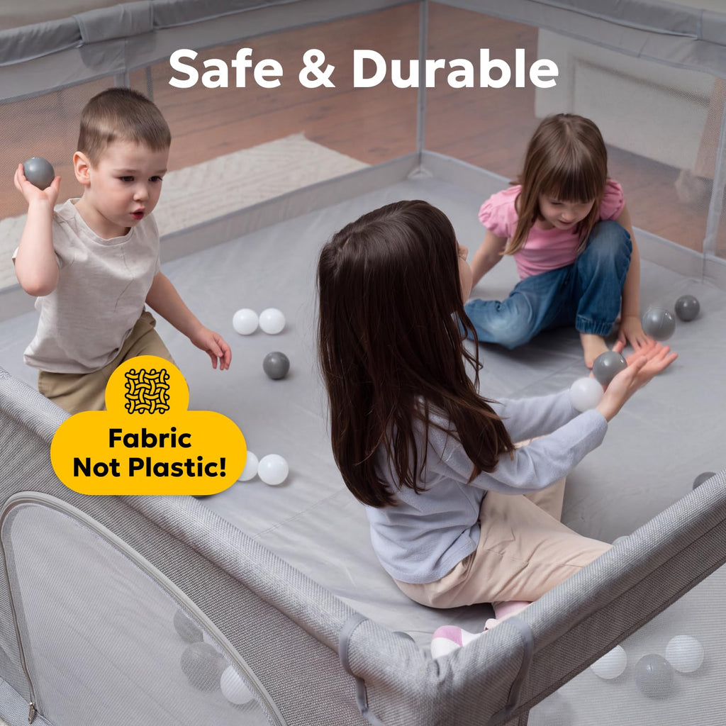 Modular Foldable Baby Playpen & Safety Activity Yard with Locking Walk-Through Gate for Infants & Toddlers