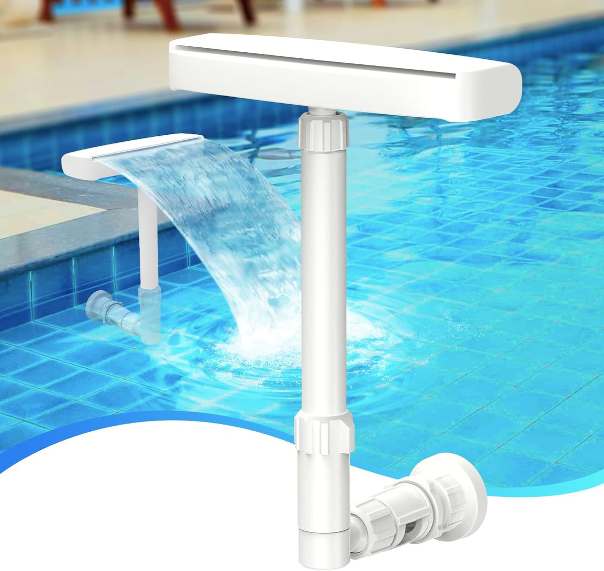Dual Spray Pool Fountain, 10-20°F Cooler Water for Above/In-Ground Pools, Dual Spray Waterfall Sprinkler Fountain