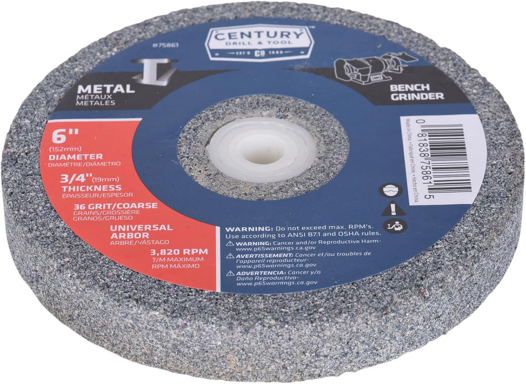 Century Drill & Tool 75861 Bench Grinding Wheel, 6", Grit: Coarse
