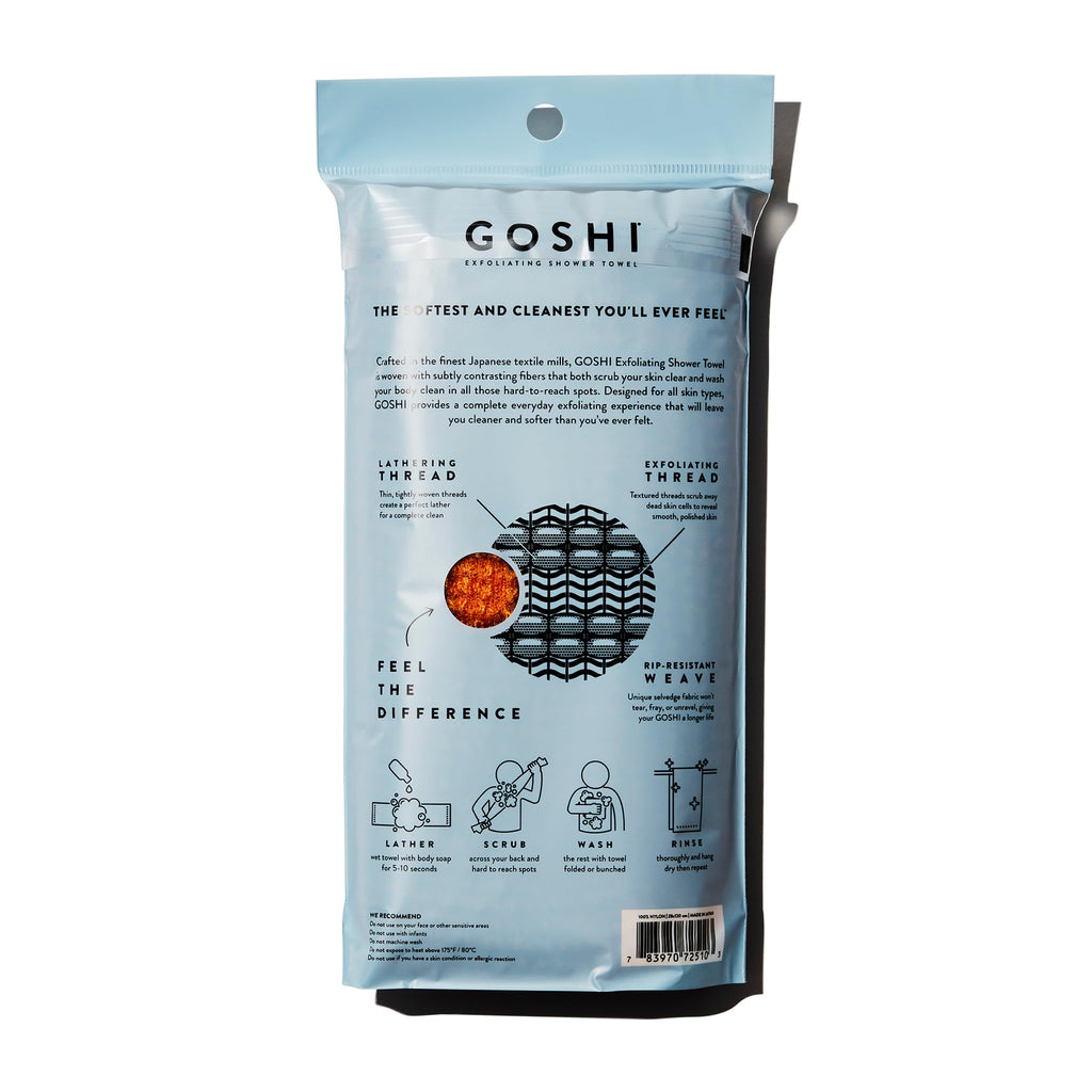 Exfoliating Shower Towel - Long Body Scrubber, Orange