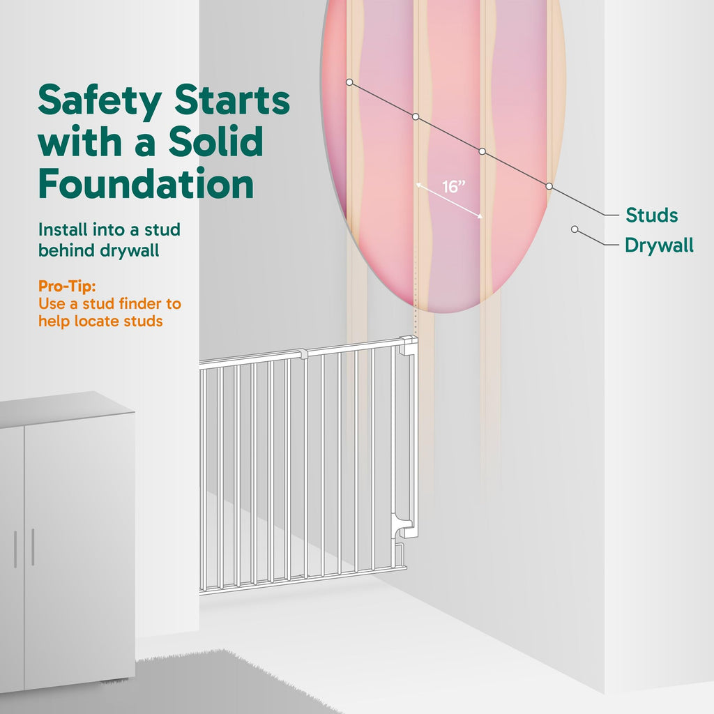29.2-43" Adjustable Hardware/Pressure-Mounted Pet & Child Safety Gate with Auto-Close Walk-Through Door for Stairs, Hallways & Wide Doorways — White