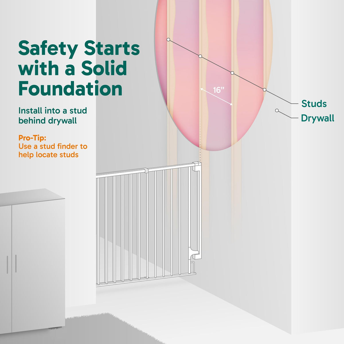 29.2-43" Adjustable Hardware/Pressure-Mounted Pet & Child Safety Gate with Auto-Close Walk-Through Door for Stairs, Hallways & Wide Doorways — White