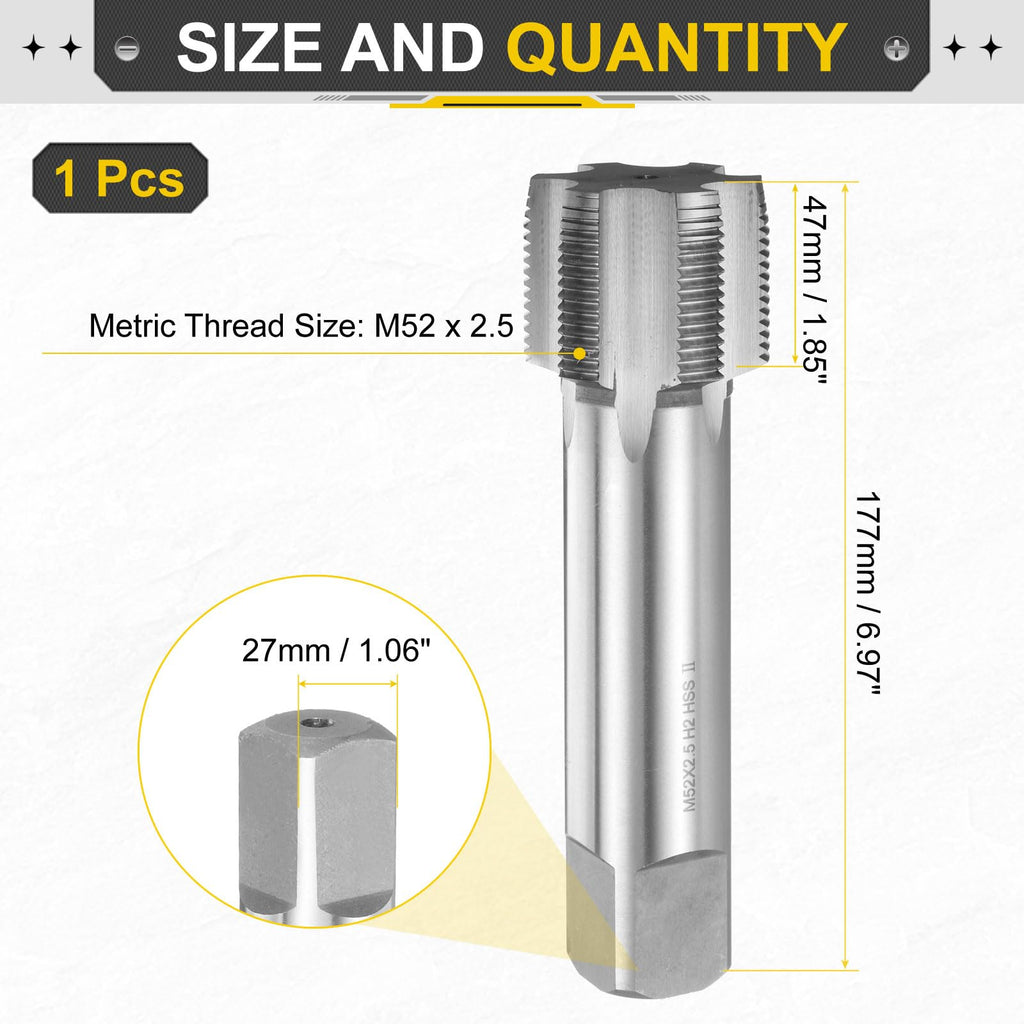 uxcell Hand Plug Tap M52x2.5 H2 Metric Thread Plug Style Taps HSS6542