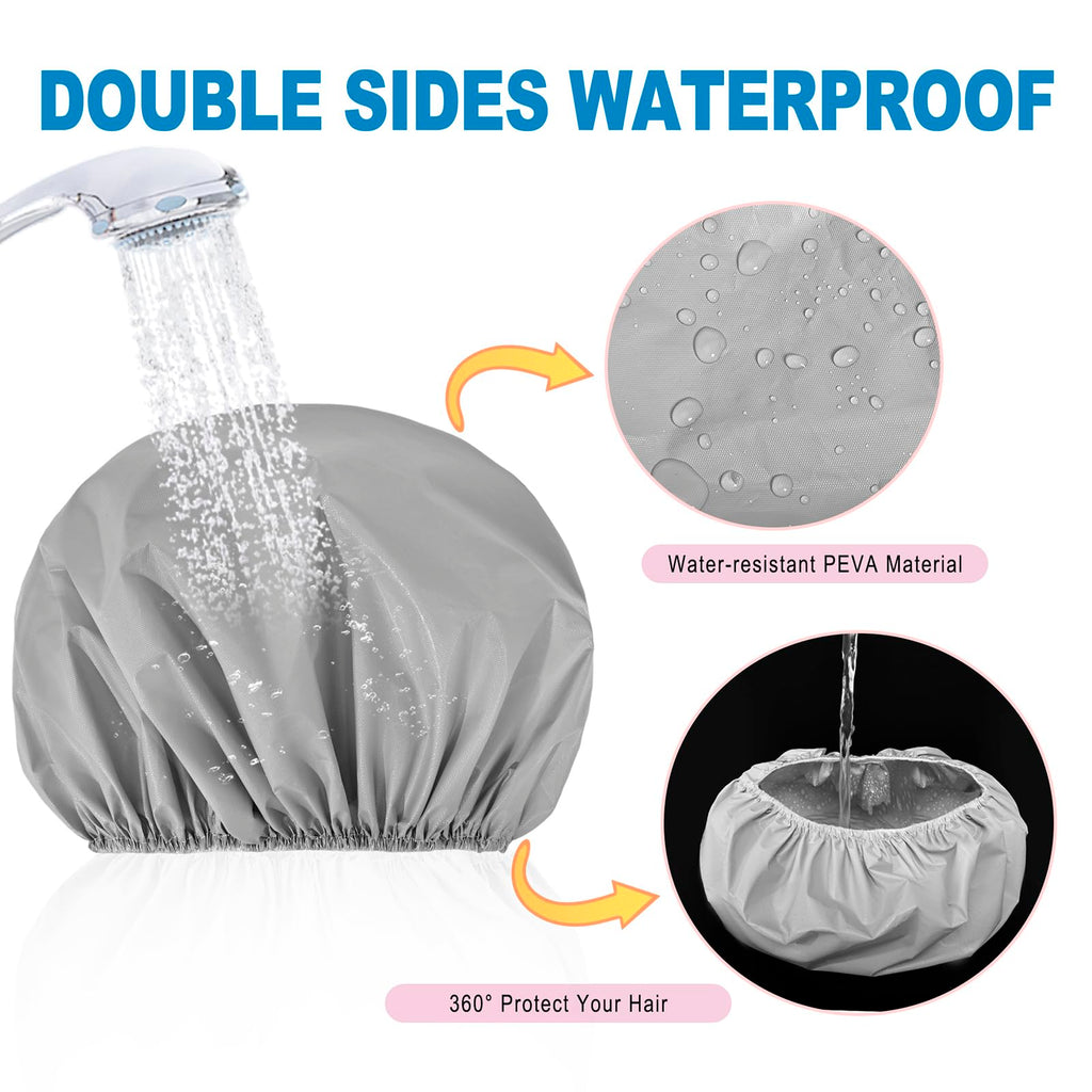 16 PCS Shower Cap, Bath Cap for Women Reusable Waterproof