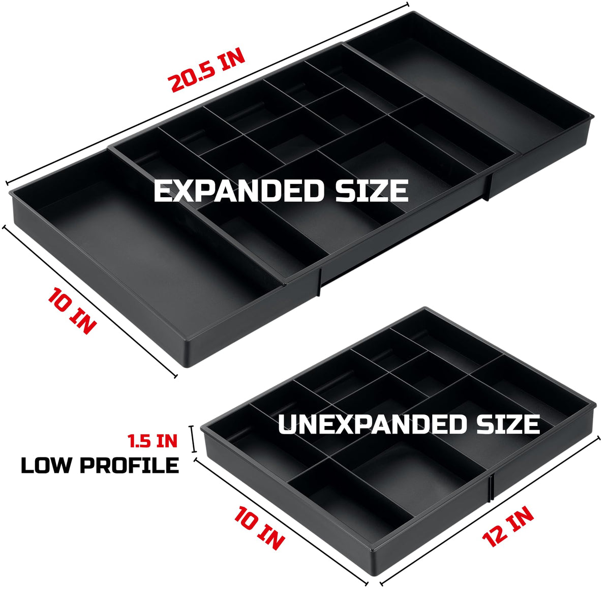 Tool Box Organizer Tray Divider Set, Expandable Large Toolbox Storage Tray Kit, Rolling Tool Chest Drawer Bins