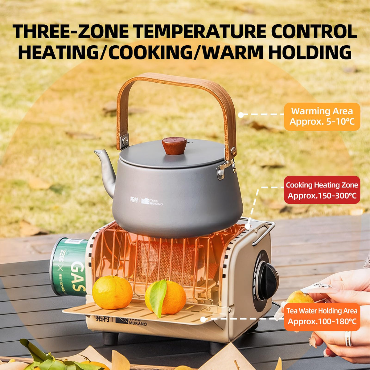 3 in 1 Portable Heater and Stove, 1200W Outdoor Tent Stove, Adjustable Temperature Camping Heaters for Fishing