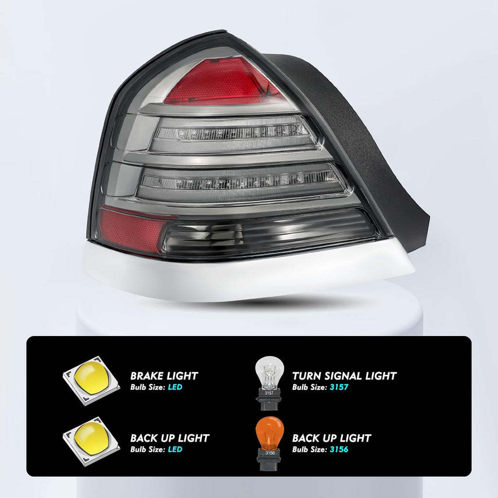 JSBOYAT LED Tail Light Assembly for 1998-2011 Ford Crown Victoria Tail Lamp