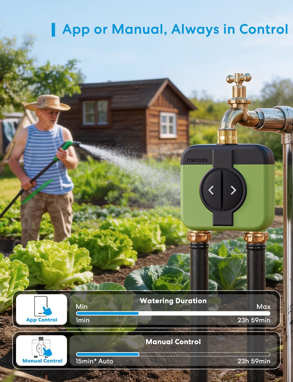 WiFi Water Timer for Garden, Hose Timer with Brass Inlet & Outet | Smart Sprinkler Timer for Garden, Lawn & Yard
