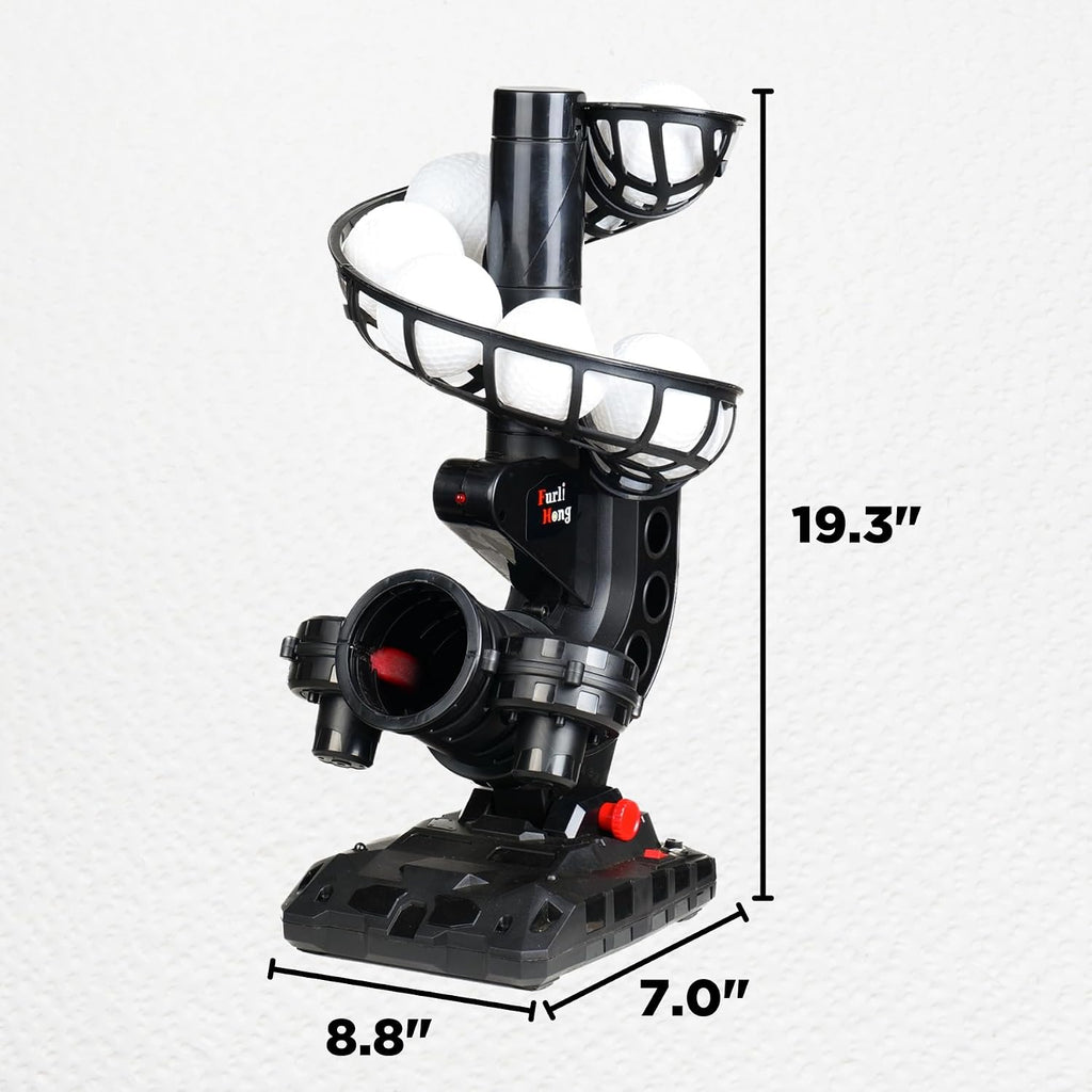 388BH Baseball Pitching Machine, 4 Adjustable Angles, 3 Pitch Angles, Power Bank/Battery Powered, Includes 9 Training
