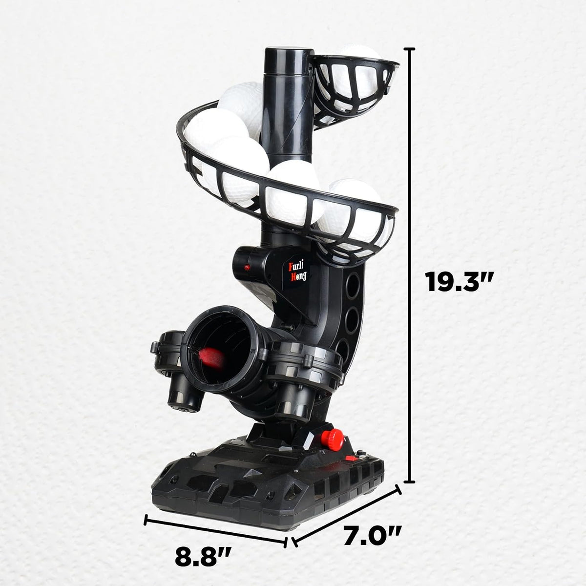 388BH Baseball Pitching Machine, 4 Adjustable Angles, 3 Pitch Angles, Power Bank/Battery Powered, Includes 9 Training