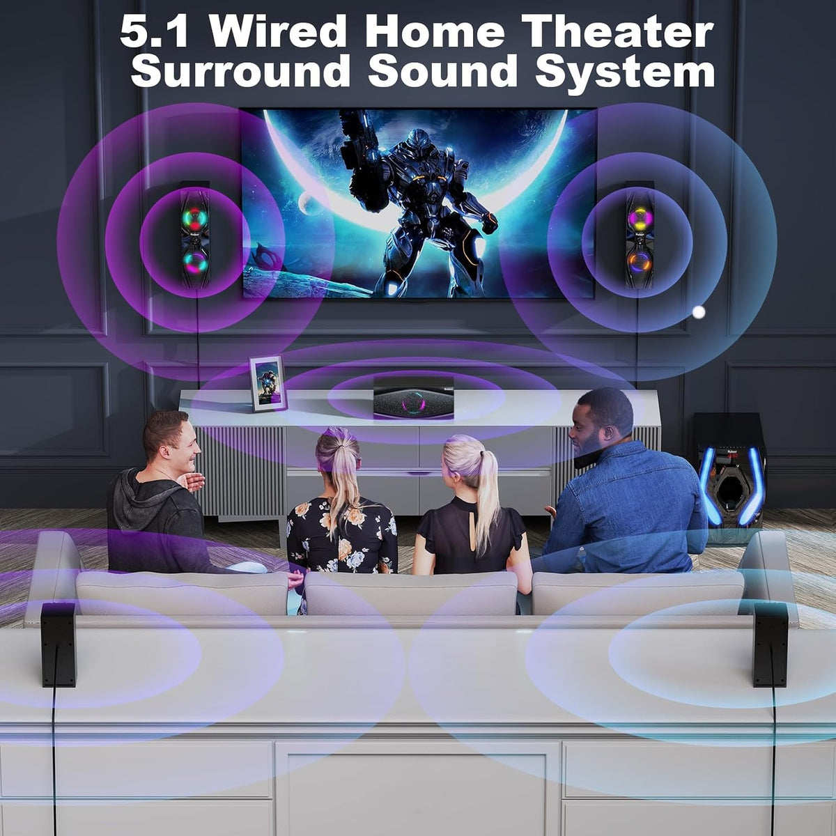 Home Theater Systems Surround Sound Speakers,1200 Watts Peak | 10 inch Subwoofer 5.1/2.1 Channel Audio Stereo System