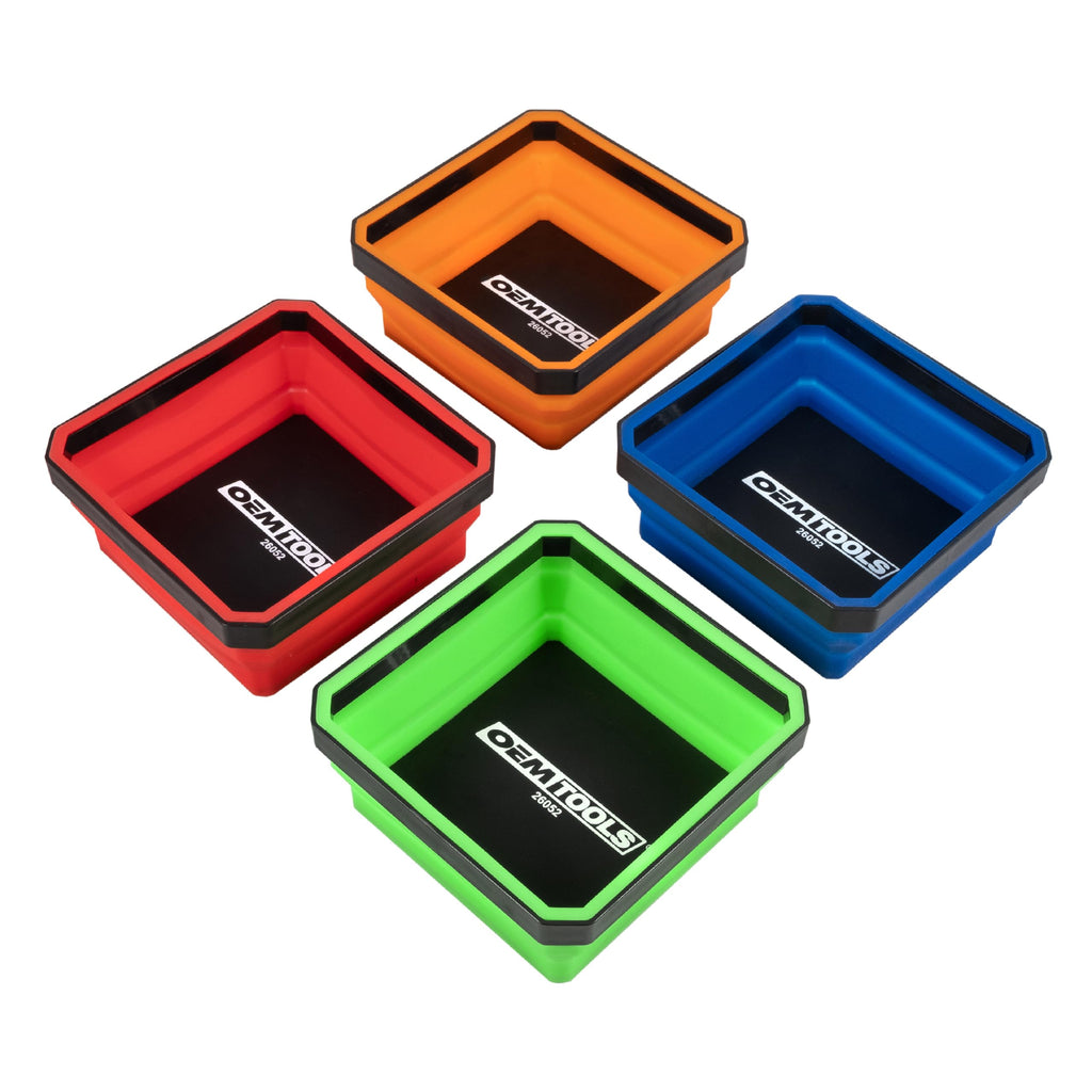 26052 4-Pc Collapsible Magnetic Tray Set 4-1/2" for Small Parts