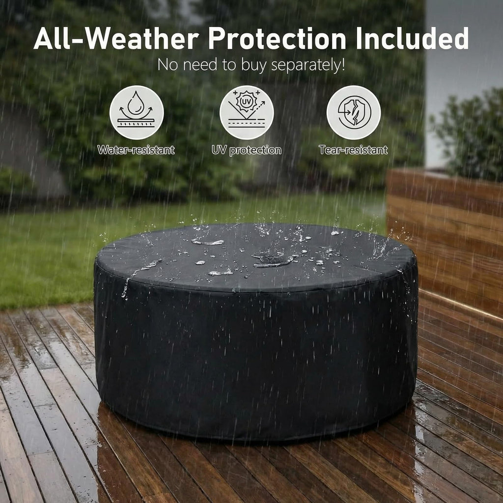 30-Inch Round Propane Fire Pit Table, 50,000 BTU, Light Gray