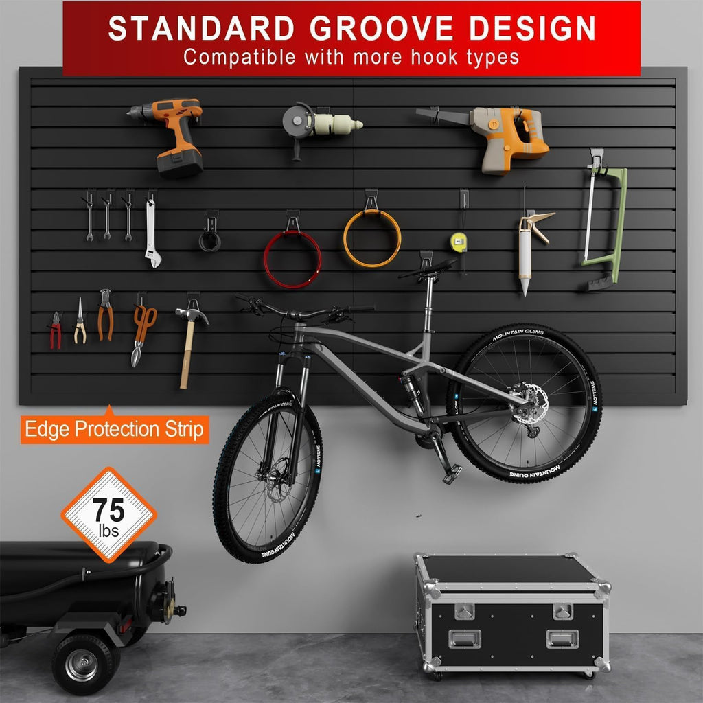 4 x 8 ft PVC Slatwall Panels for Garage Wall Organizer, Black