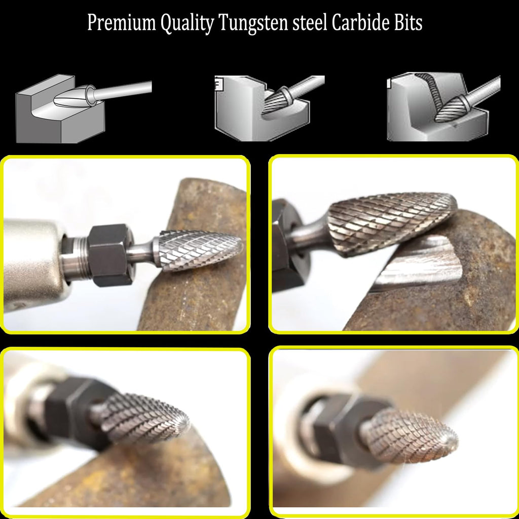 OSIDU Tungsten Carbide Rotary Burr Bit 1/4" Shank SF-3 Die Grinder Bits