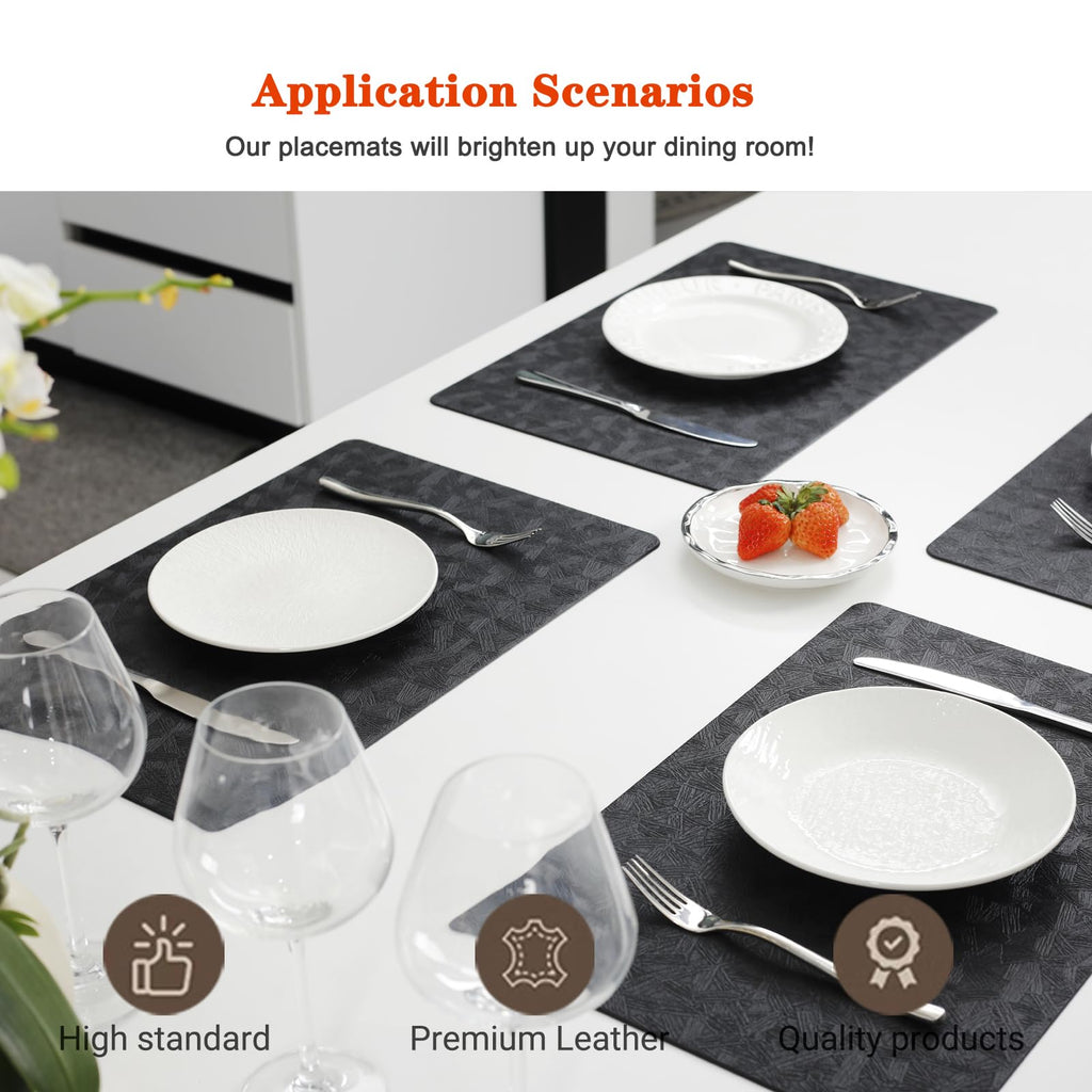 Vinyl Plastic Placemats Set of 6 Waterproof Wipeable Table Mats