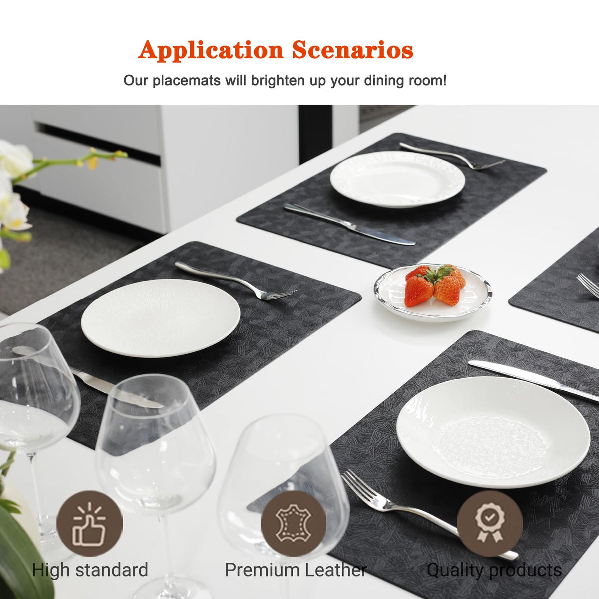 Vinyl Plastic Placemats Set of 6 Waterproof Wipeable Table Mats
