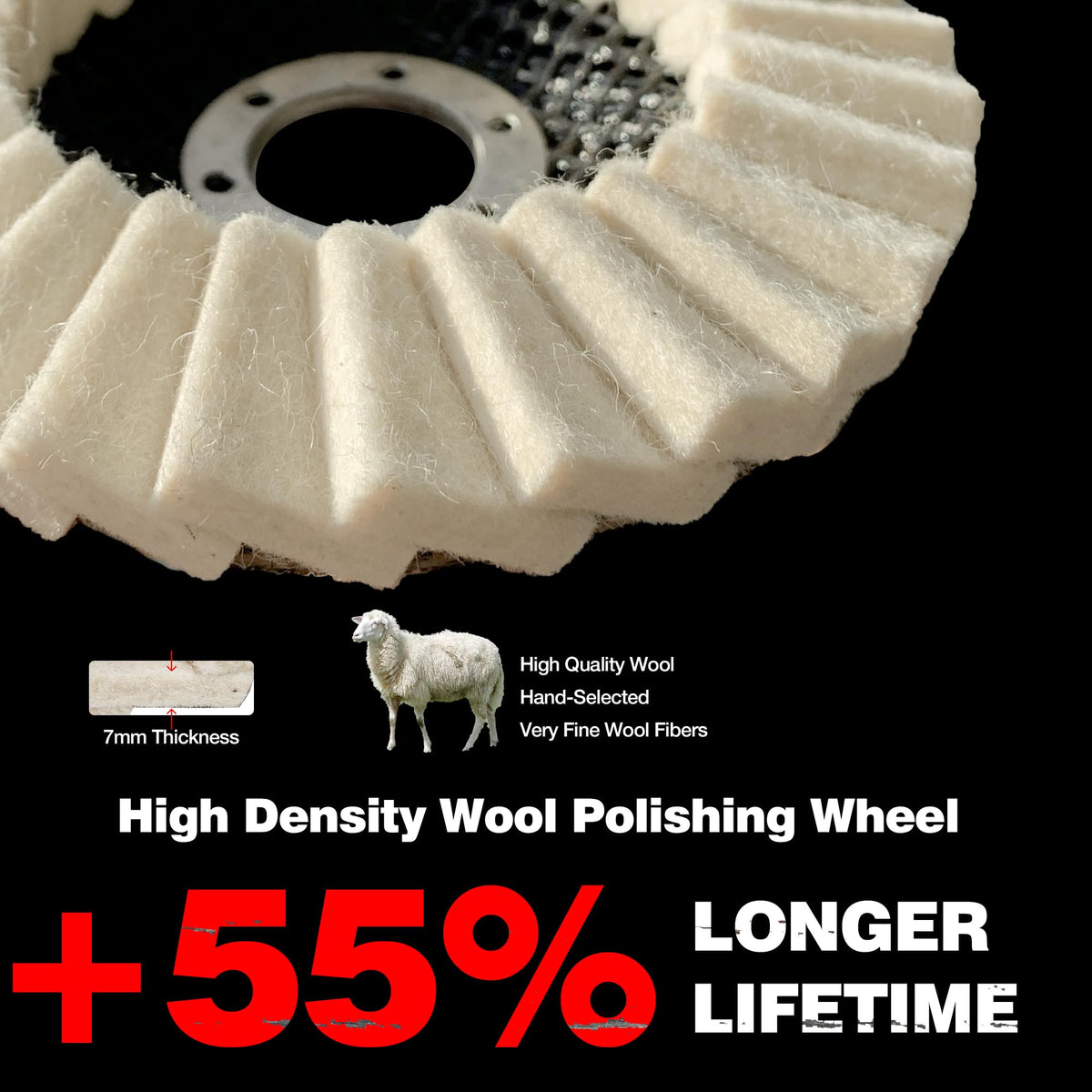 ABRAPRO 4.5" x 7/8" Felt Wool Polishing Disc for Angle Grinder, 5 Pack