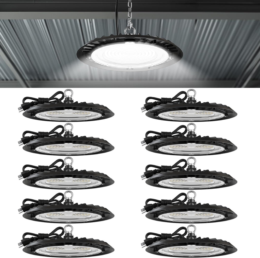 Sunco 10 Pack UFO LED High Bay Lights, Plug & Play, 150W, 19500LM, 5000K