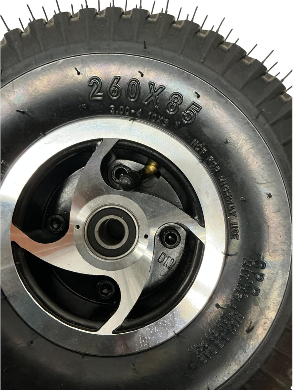 Wheel Assembly For Handicapp Mobility Scooter Wheel (Compatible with Pride Mobility Scooters Victory) with Air Tube 10 X 3 Tire 3.00-4, Split Rim (Front)