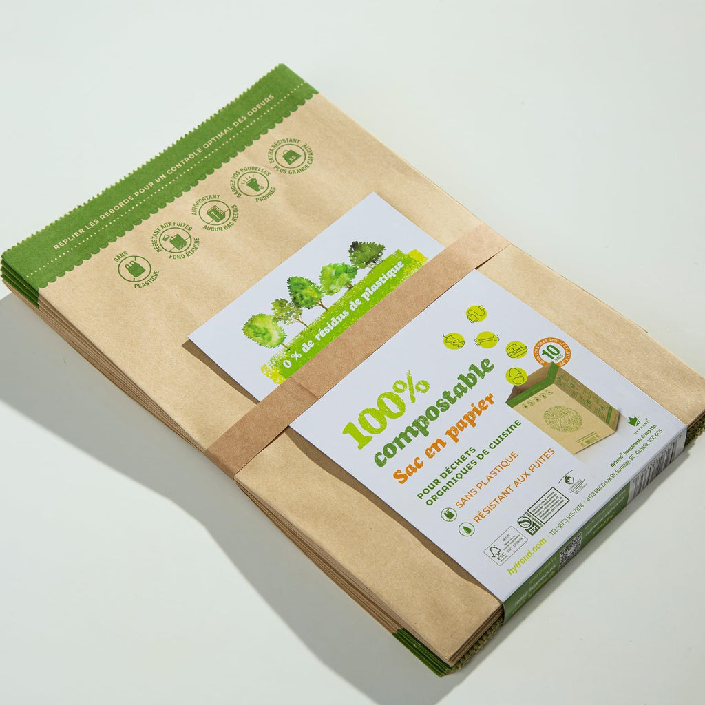 Kitchen Food Waste Bag-35 Bags-%100 Compostable paper Bag - Leak Resistant Liner - Small-Certified by BNQ and