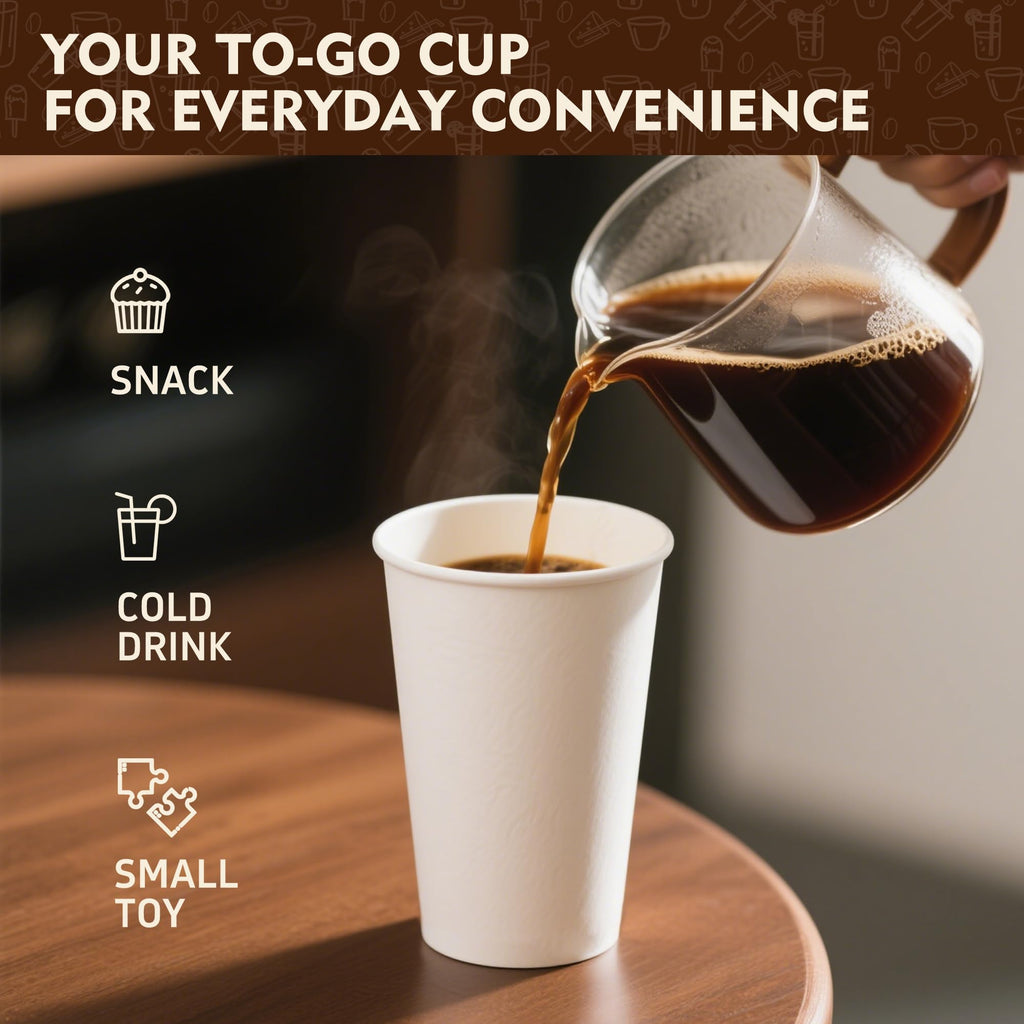 16 oz 500 Pack White Disposable Paper Coffee Cups