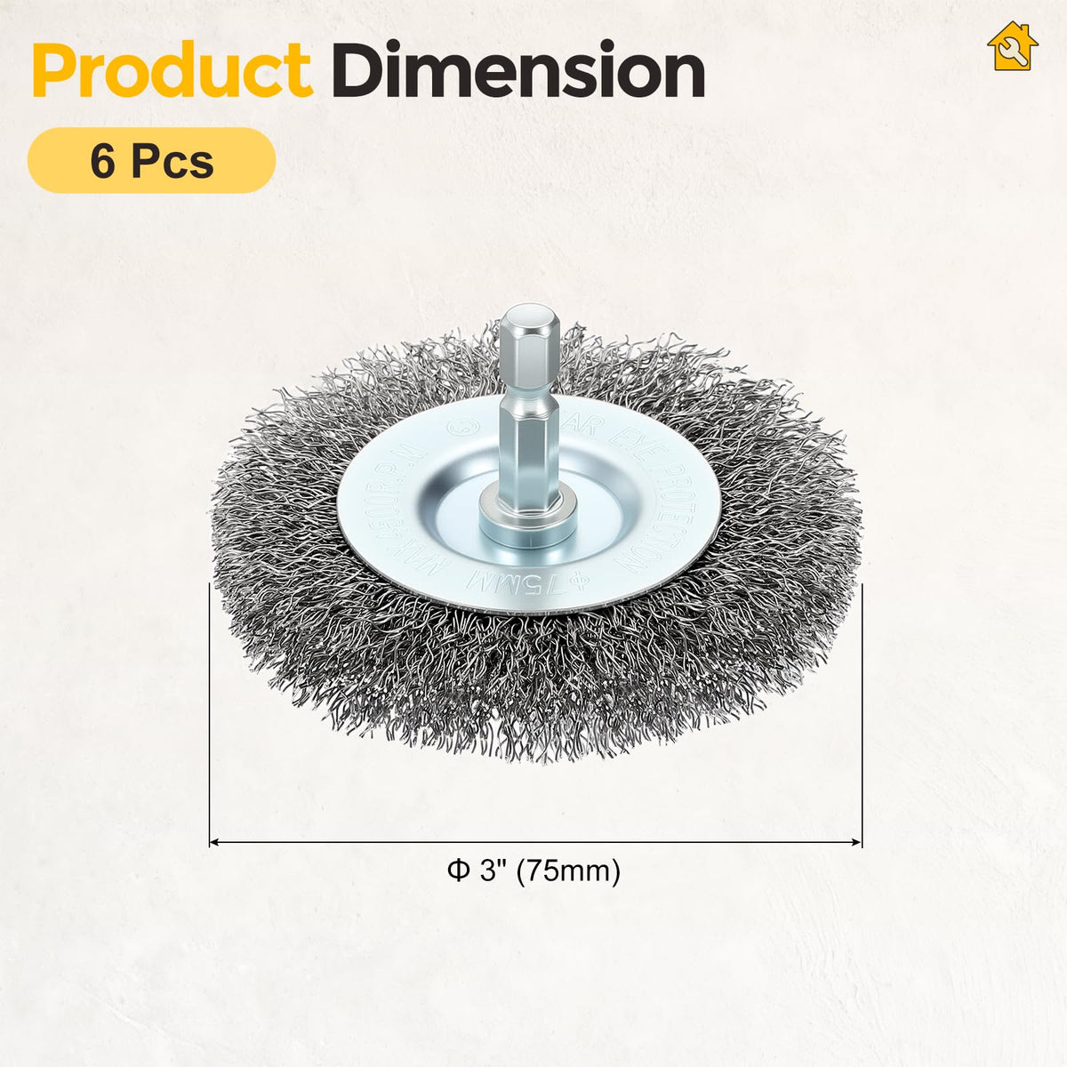 Rebower 6pcs 3in Wire Wheels for Drill with 1/4in Hex Shank, Carbon Steel