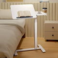 Overbed Bedside Table with Wheels, Pneumatic Adjustable Medical Tilt Top Hospital Bed Table Over The Bed, Rolling