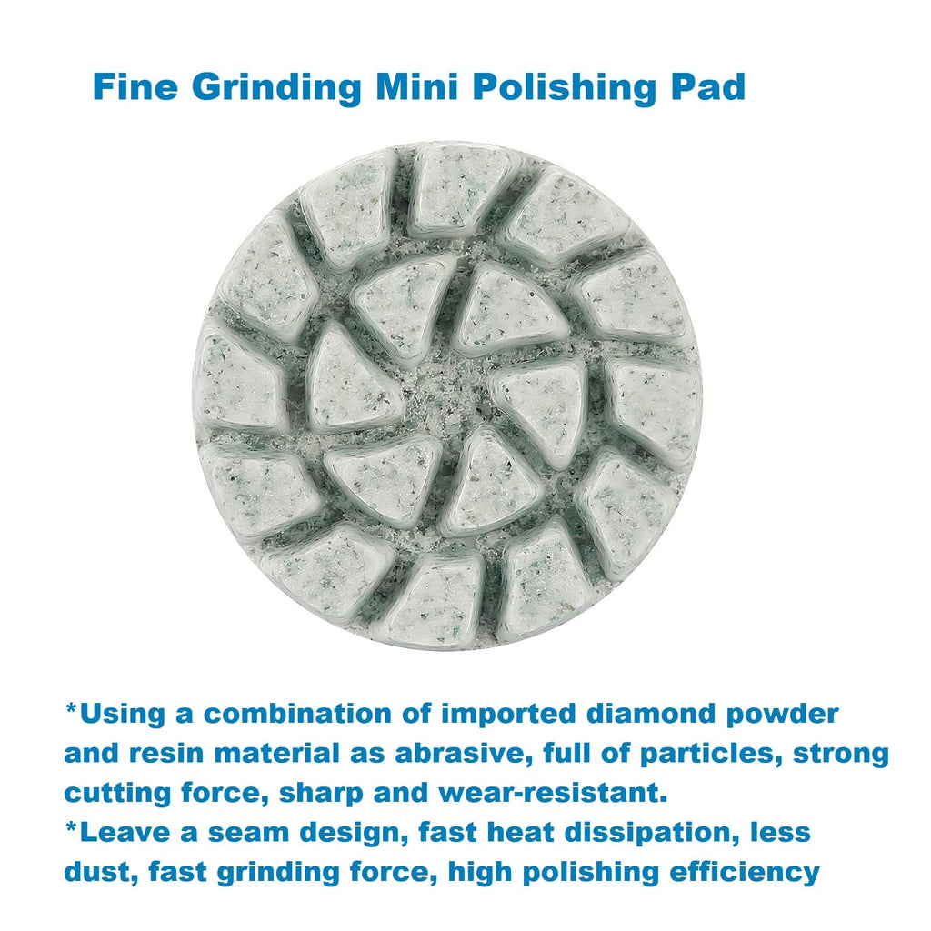 MiJunHD 1inch 25mm Mini Diamond Polishing Pad 16Pcs/Set, 7 Different Grit 50#-3000# Water Sanding Discs & 2.3mm 3mm Shank Hook & Loop Backing Holder for Detail Fine Grinding