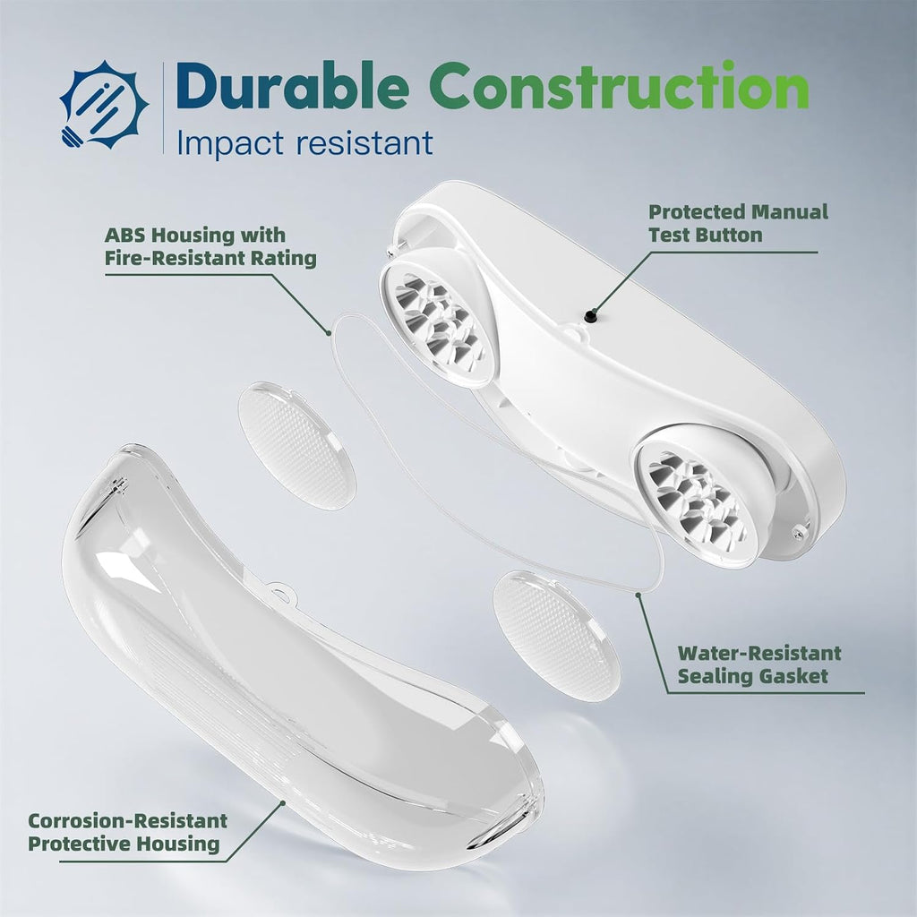 FREELICHT 2 Pack IP65 Waterproof Emergency Lights with Adjustable LED Heads