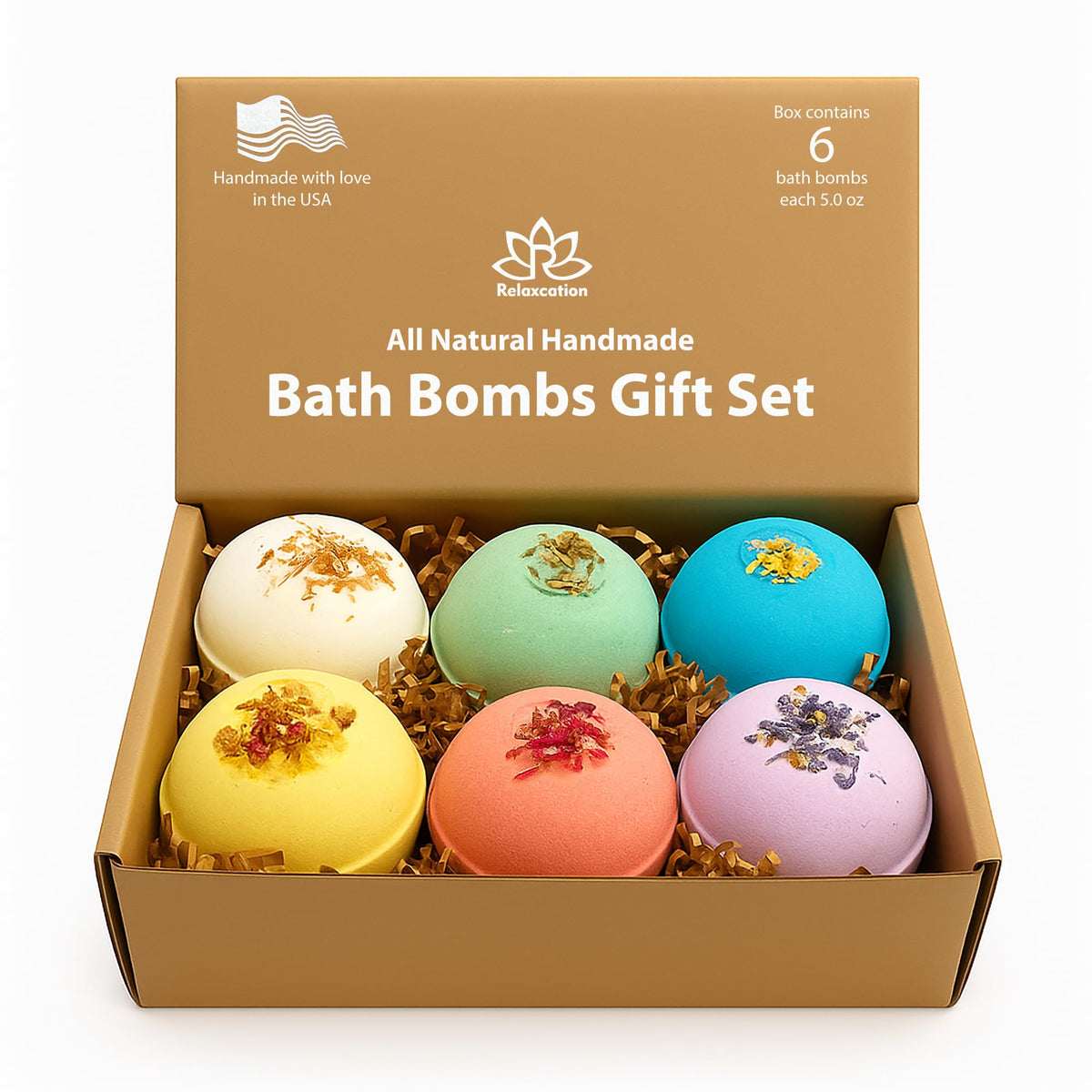 Handmade in USA Organic Bath Bombs Gift Set for Women