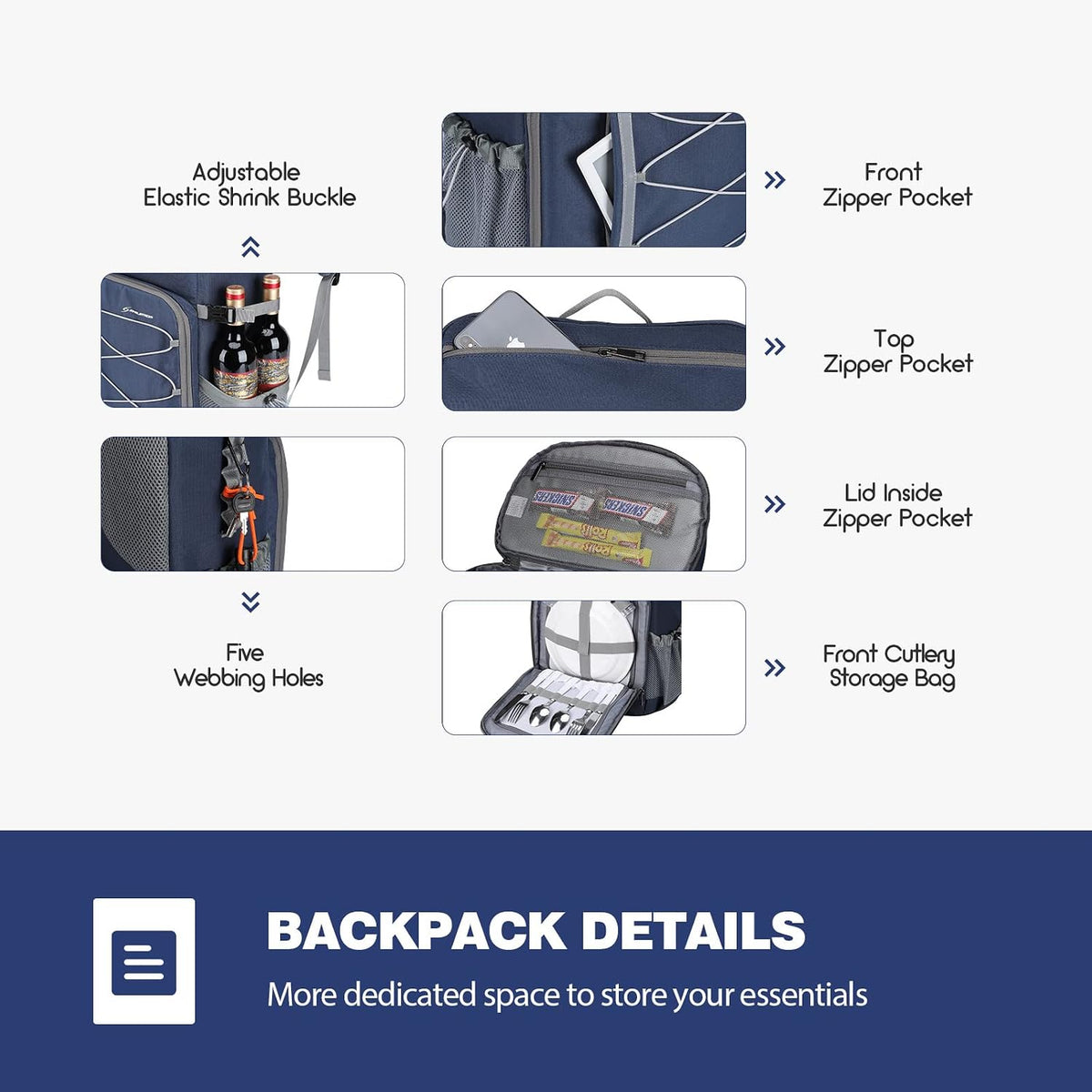 35/50Can Insulated Cooler Backpack, Leakproof Soft Lunch Ice Bag | 16h Cold,Multi-Pockets,Survival Whistle,Ergonomic