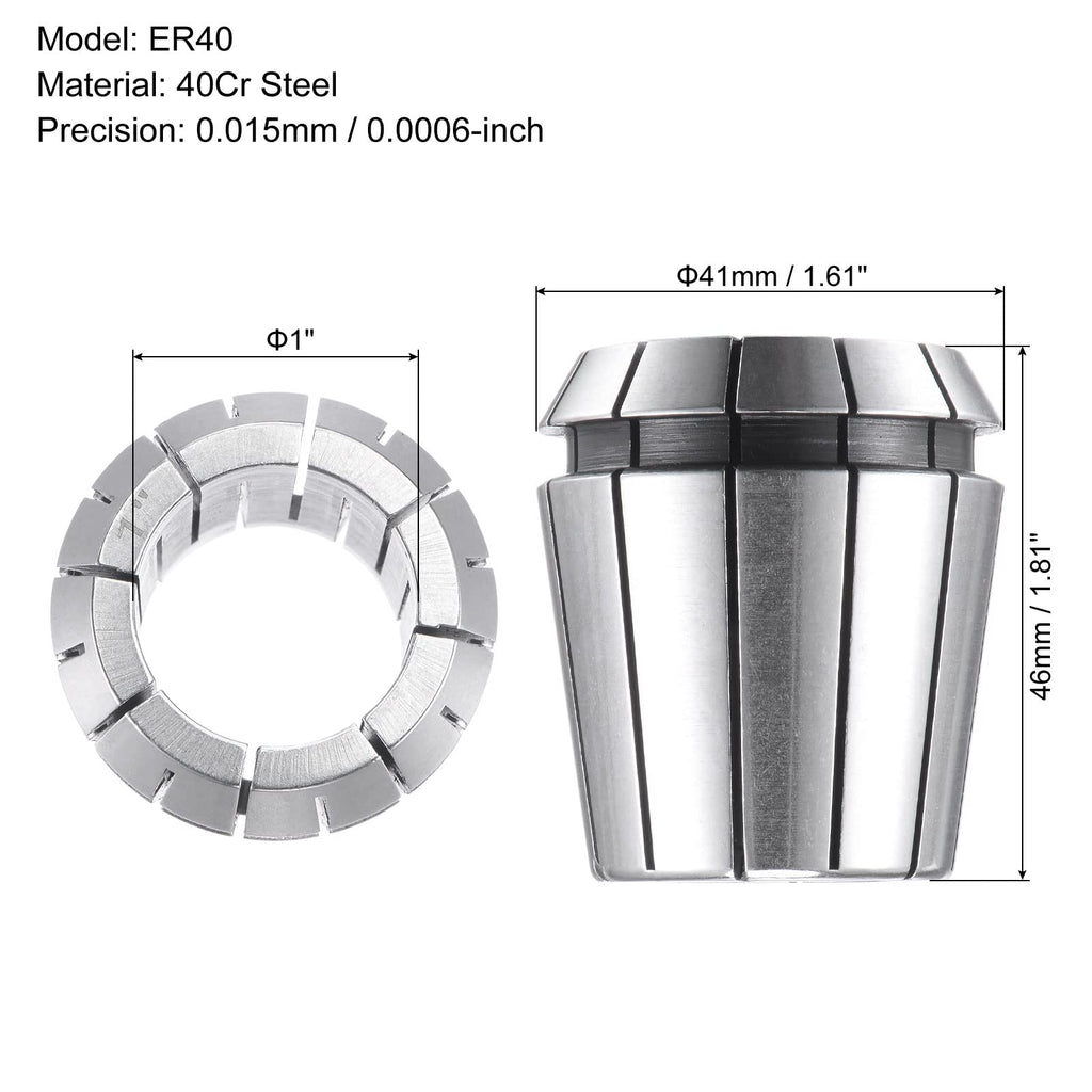 uxcell ER40 Spring Collet 1" Chuck for CNC Engraving Machine Lathe Milling Tool
