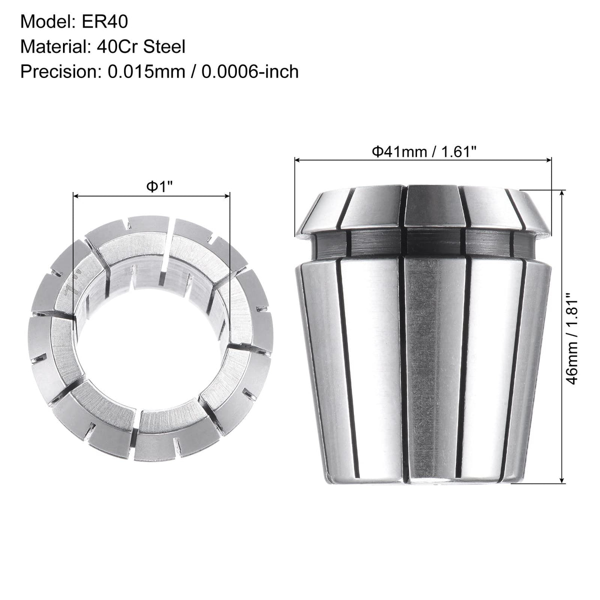 uxcell ER40 Spring Collet 1" Chuck for CNC Engraving Machine Lathe Milling Tool