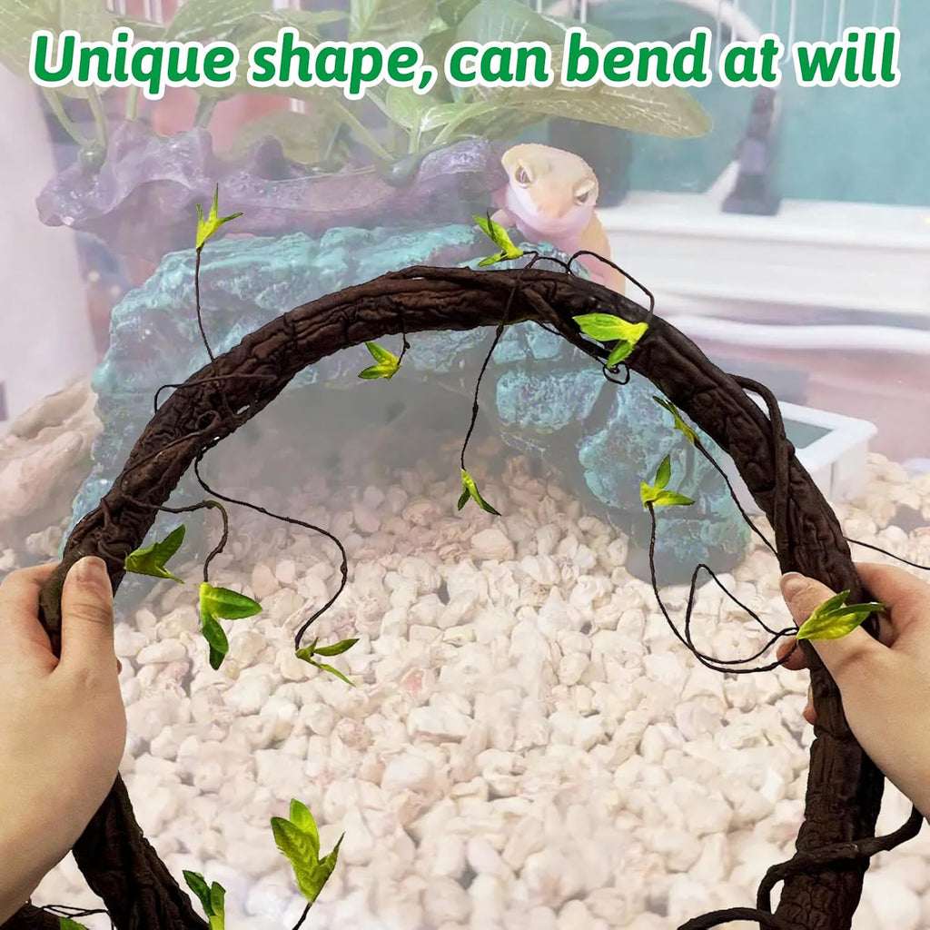 Extra Large Reptile Vines Thick Terrarium Plants 78 Inches Long Flexible Climbing Branch with Leaves Snake Tank