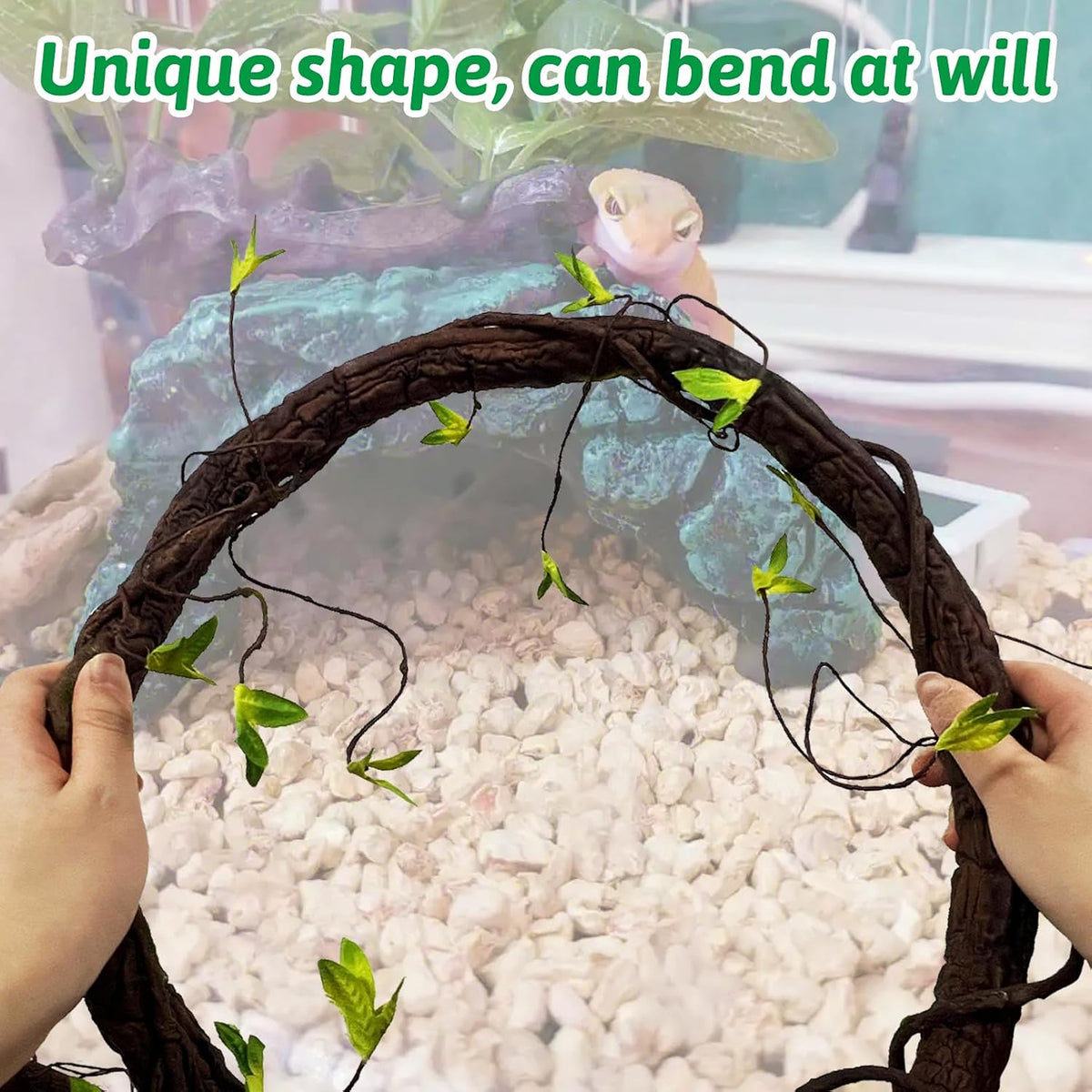 Extra Large Reptile Vines Thick Terrarium Plants 78 Inches Long Flexible Climbing Branch with Leaves Snake Tank