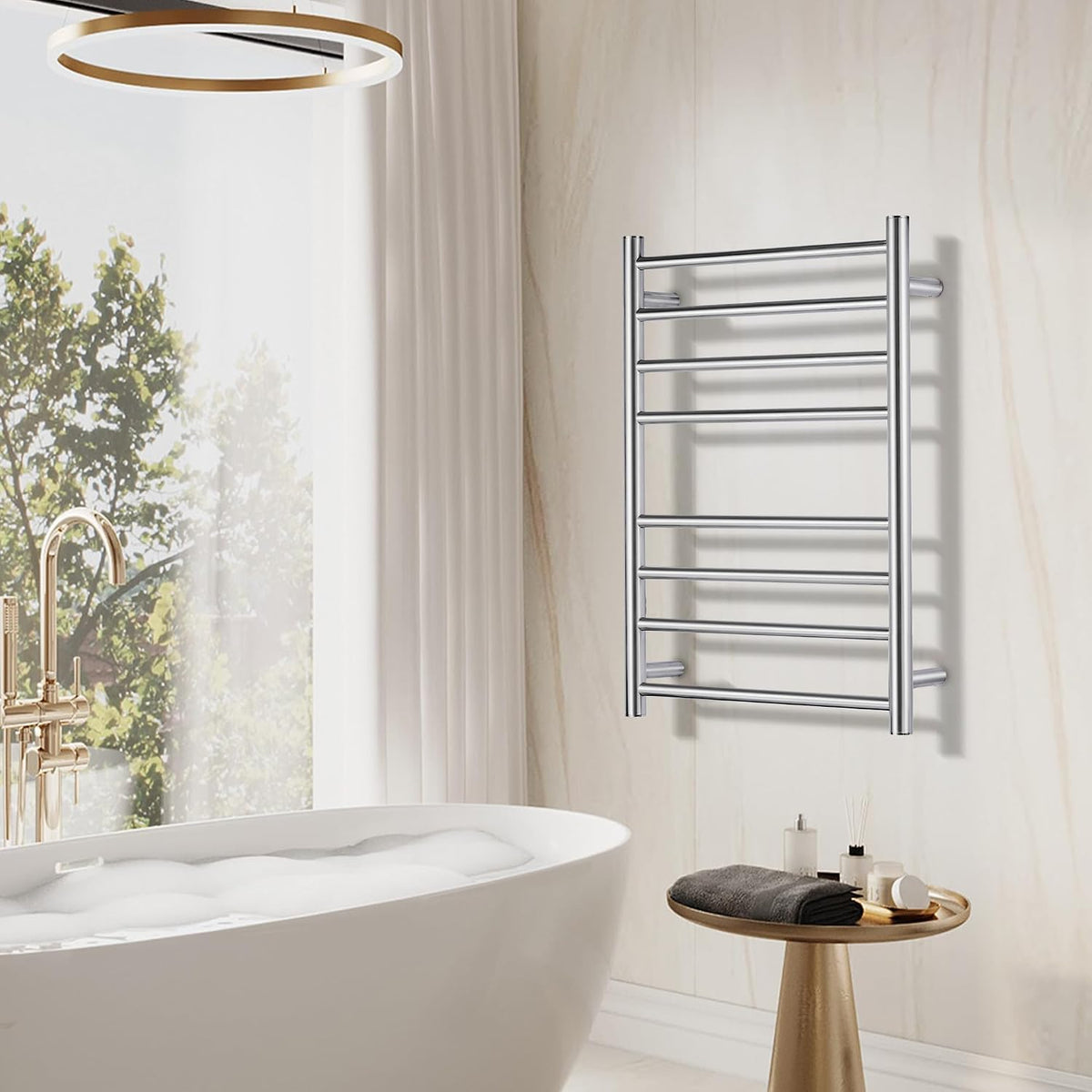Electric Heated Towel Warmer - Wall Mounted Bathroom Towel Rack, Plug-in Design & Brushed Stainless Steel Finish 8