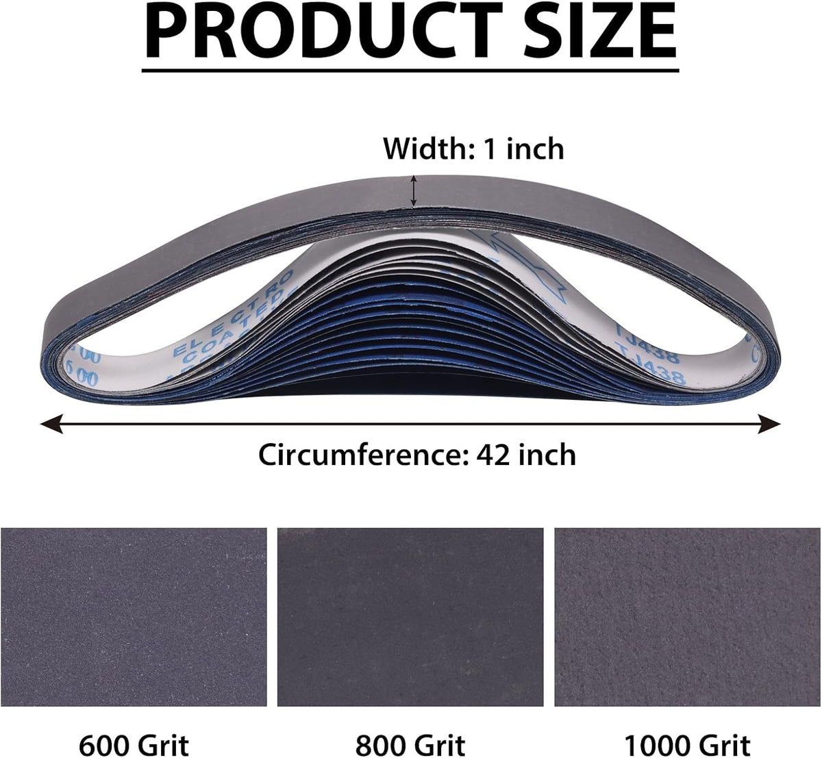 1 x 42 Inch Silicon Carbide Sanding Belts for Knife Sharpening, 15 Pack