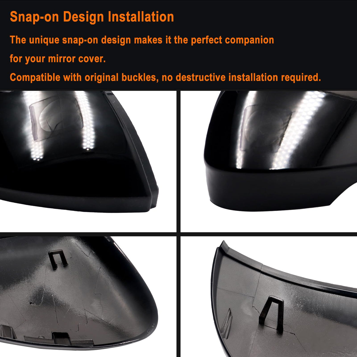 Mountsky Left Driver Side Replacement Mirror Cover Compatible with Volkswagen VW Golf GTI R MK8 2022 2023 2024 2025 2026 Exterior Door Side Rearview Mirror Cap Back With Turn Signal (Glossy Black)