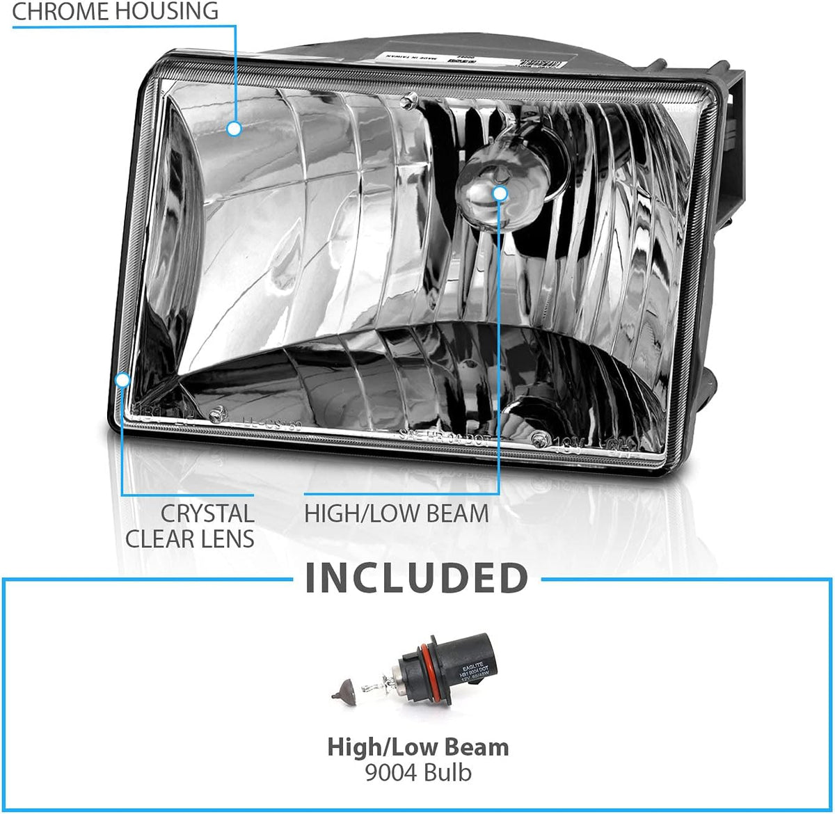 AmeriLite for 1993-1998 Jeep Grand Cherokee Replacement Crystal Chrome Main Kit Headlights Assembly Pair - Driver and Passenger Side