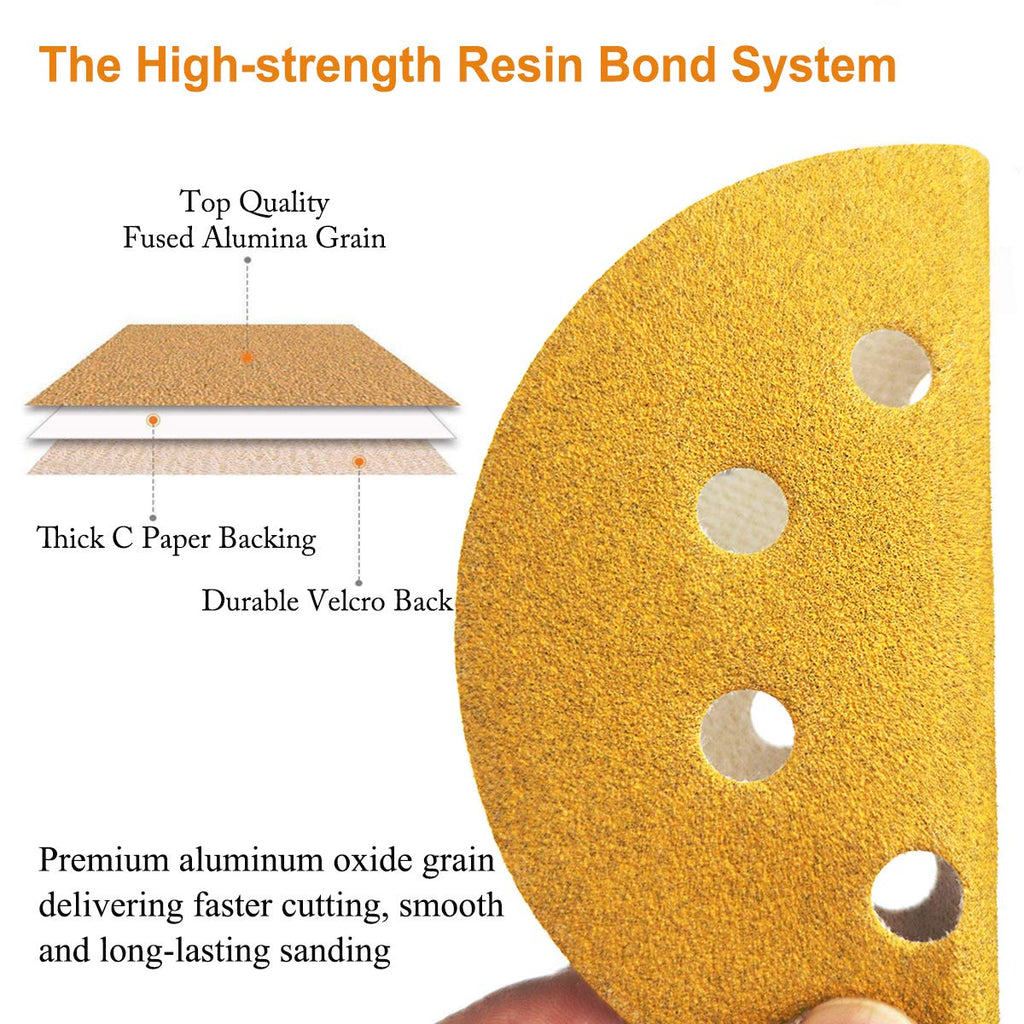 5-Inch 8-Hole Hook and Loop Sanding Discs 80-Grit, 50-Pack