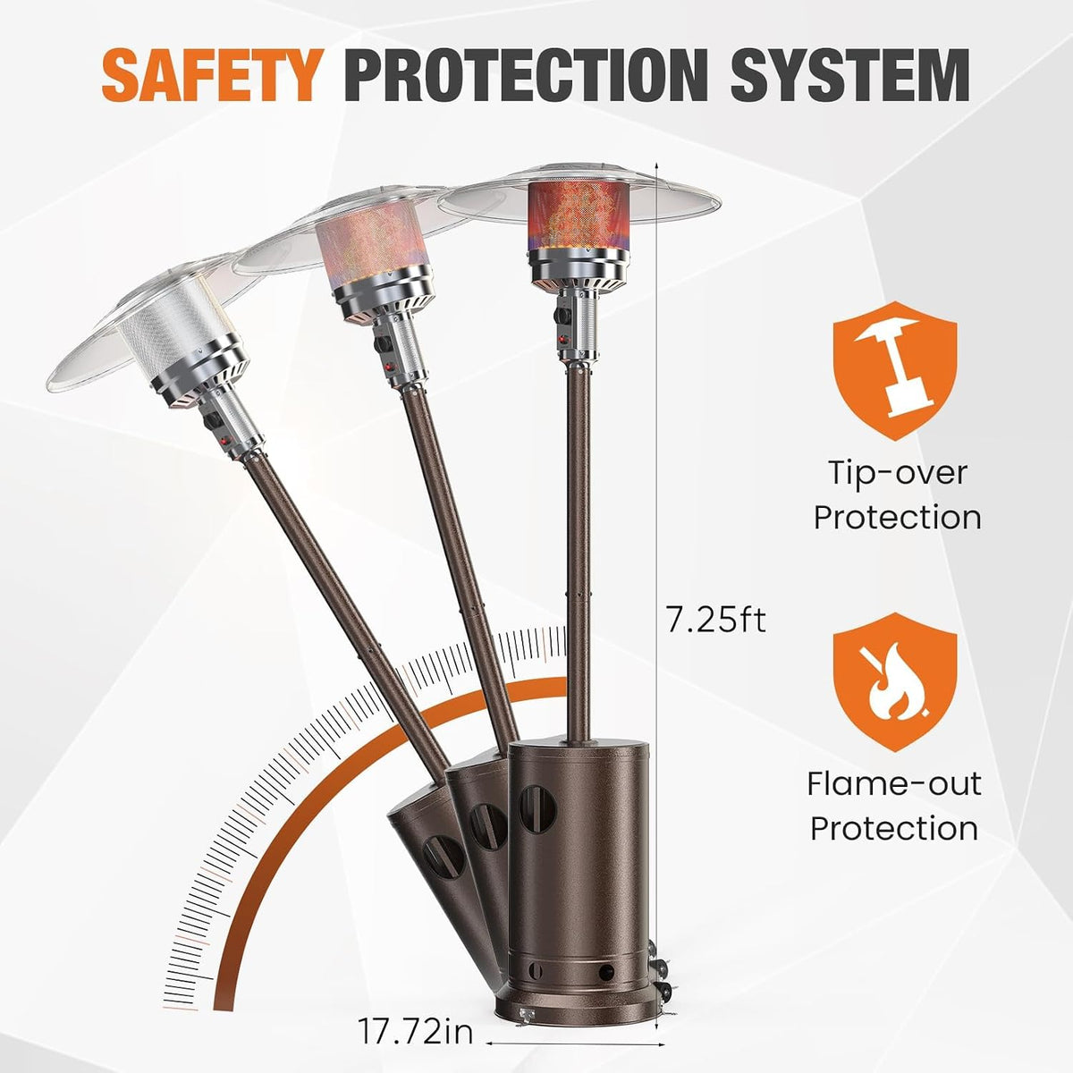 48,000 BTU Propane Patio Heater with Wheels, Outdoor Gas Heater