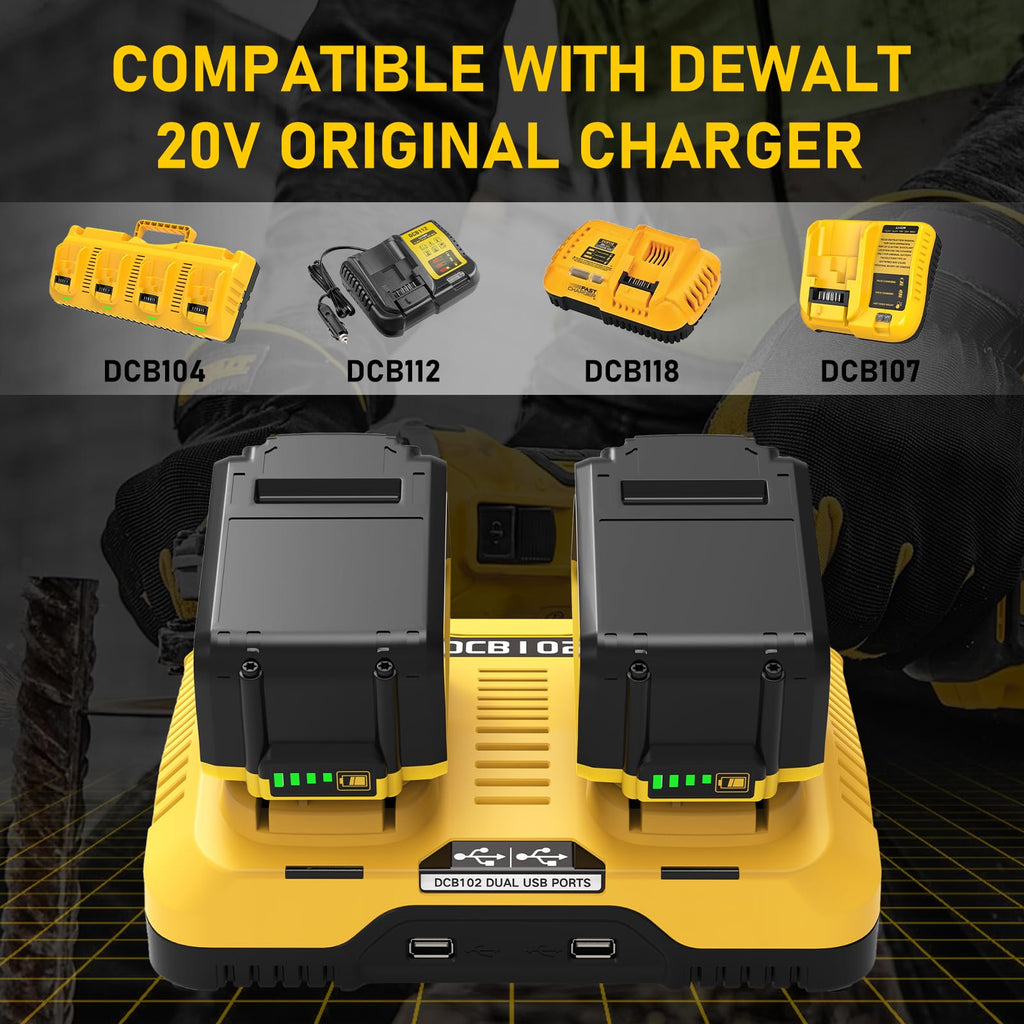 2 Packs 12000mAh DCB208 Battery Replacement for Dewalt 20V Max Battery