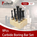 findmall 9Pcs 1/2" Boring Bar C6 Carbide Tipped Bars， 1/2 Shank Diameter