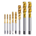 HUHAO 8Pcs Thread Tap Set Metric Spiral Point Taps Titanium Coated Machine Screw Drill Tap Bits Thread Tapping Tool,M2-M12