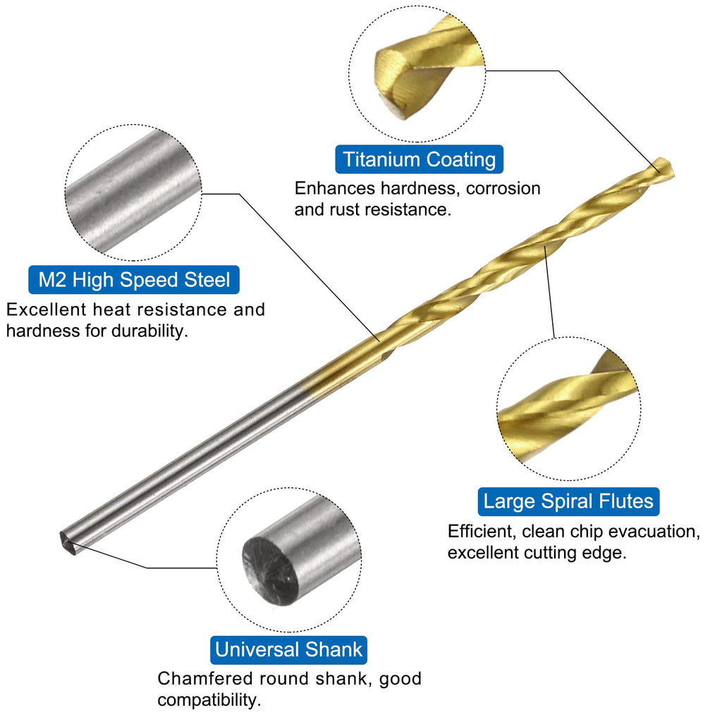 uxcell Metric Tap & Drill Bit Set, 2pcs M2 x 0.4 Spiral Point Thread Taps and 2pcs 1.6mm Twist Drill Bits, Titanium Coated HSS6542 Screw Tapping Threading Tools
