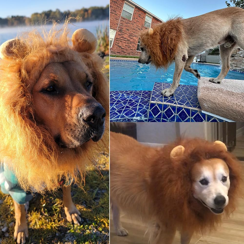 Halloween Realistic & Funny Lion Mane for Dog Costumes for Medium Large Dogs