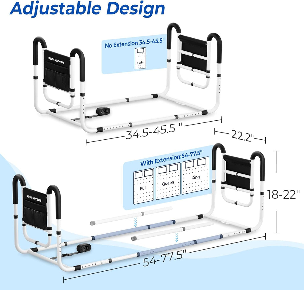 KingPavonini Dual Side Bed Rails for Seniors, 350 LBS Capacity, Model BM10