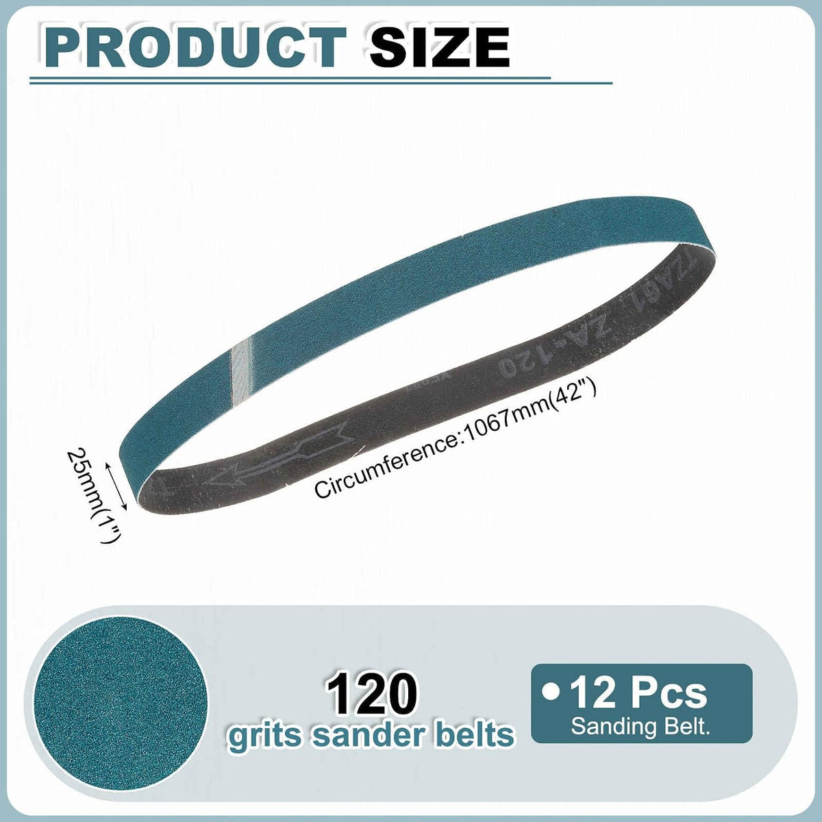 HARFINGTON 1 x 42 Inch Sanding Belts, 12 Pcs 120 Grit Zirconia Abrasive Belt Sander File Belt for Woodworking, Metal Polishing, Knife Sharpener
